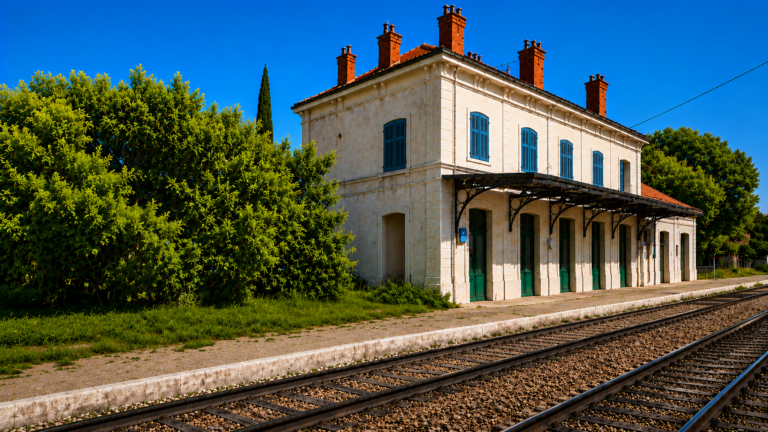 Ancienne gare de Brignoles et voies ferrées.